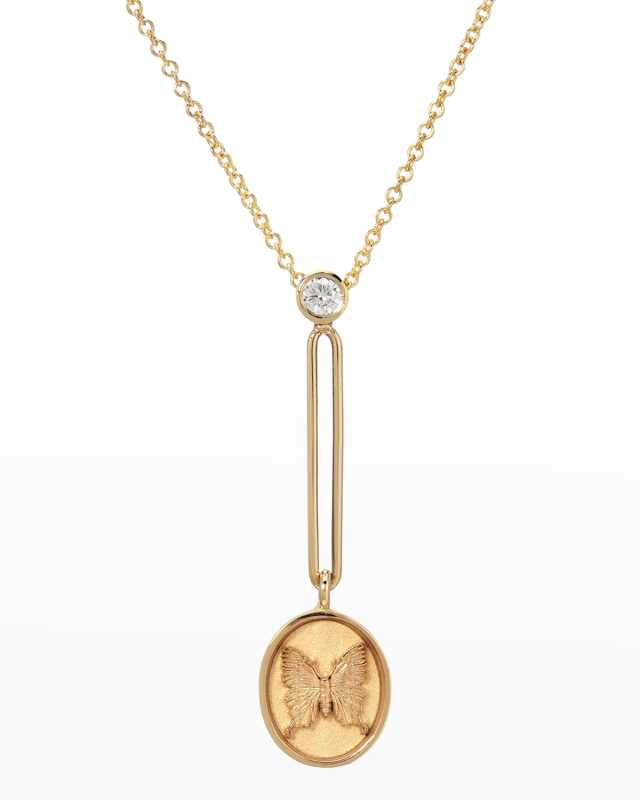 Yellow Gold Butterfly Pendant Necklace